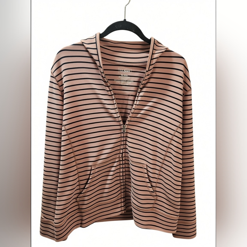 L.L. Bean Mauve and Black Striped Hoodie